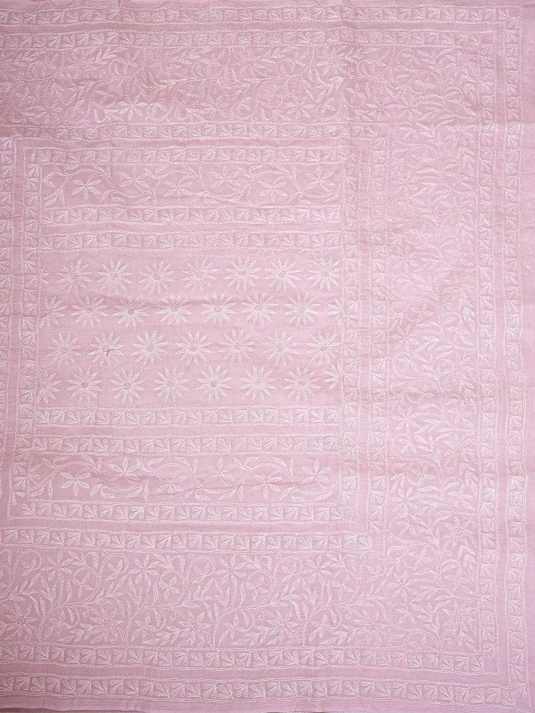 Ada Hand Embroidered Pink cotton Lucknowi Chikankari Saree and Blouse 01A873379