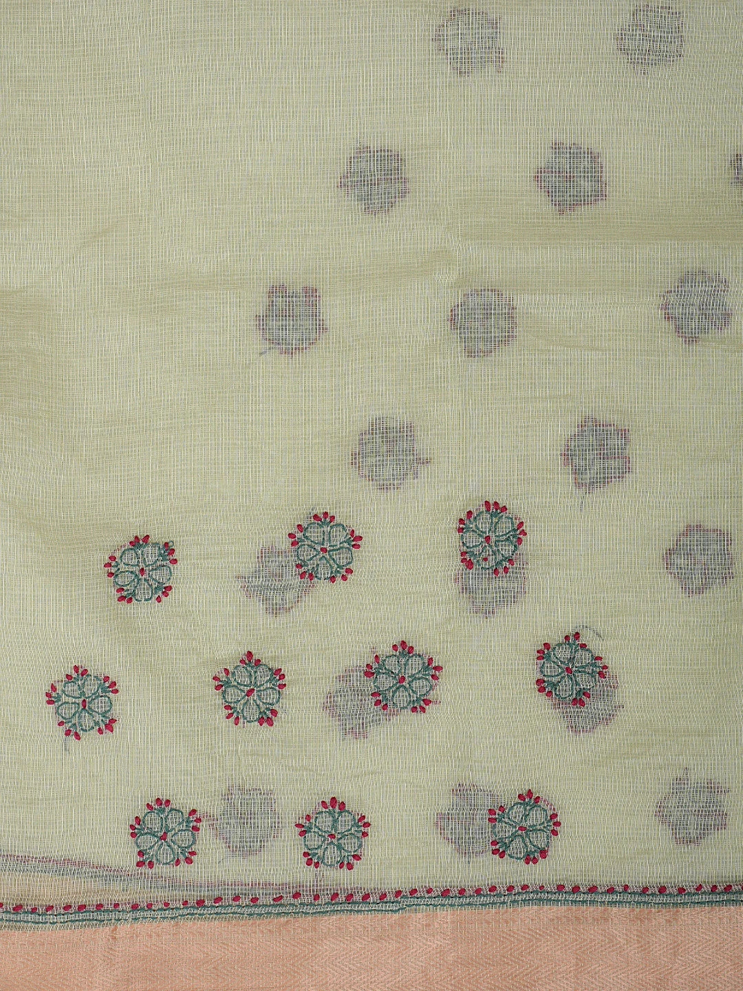 Ada Hand Embroidered Green Chanderi Lucknowi Chikankari Saree and Blouse 01A867929