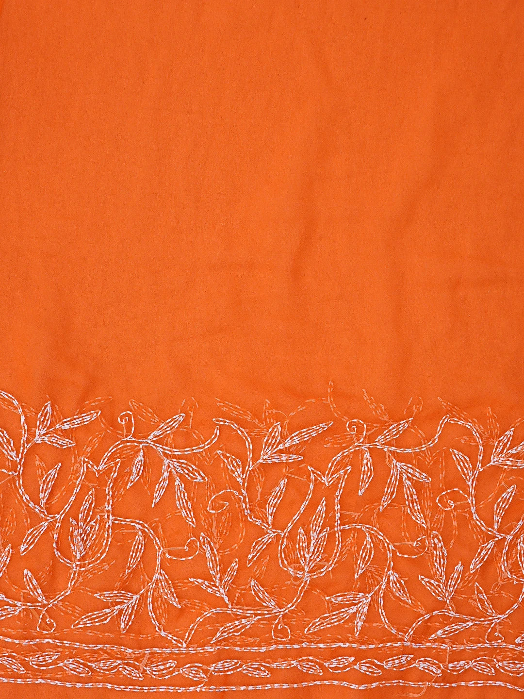 Ada Hand Embroidered Orange Georgette Lucknowi Chikankari Saree and Blouse 01A897259