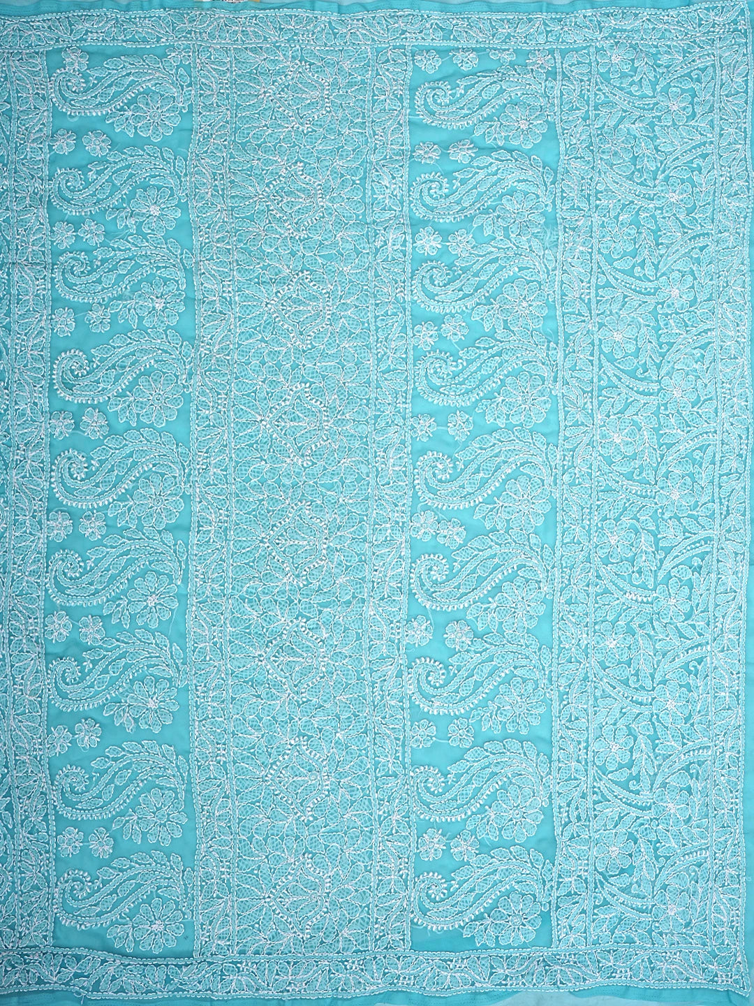 Ada Hand Embroidered Blue Georgette Lucknowi Chikankari Saree and Blouse 01A756701