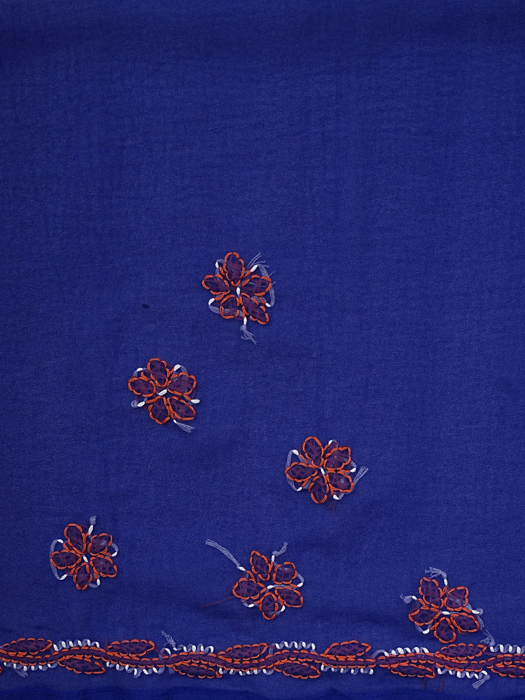 Ada Hand Embroidered Royal Blue Georgette Lucknowi Chikankari Saree and Blouse 01A905482