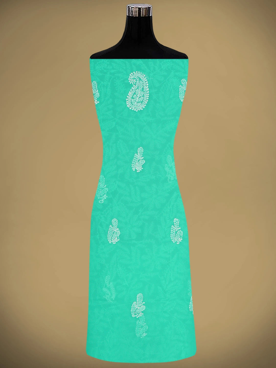 Ada Hand Embroidered Rama Green Georgette Lucknowi Chikankari Unstitched Suit Piece 01A907716