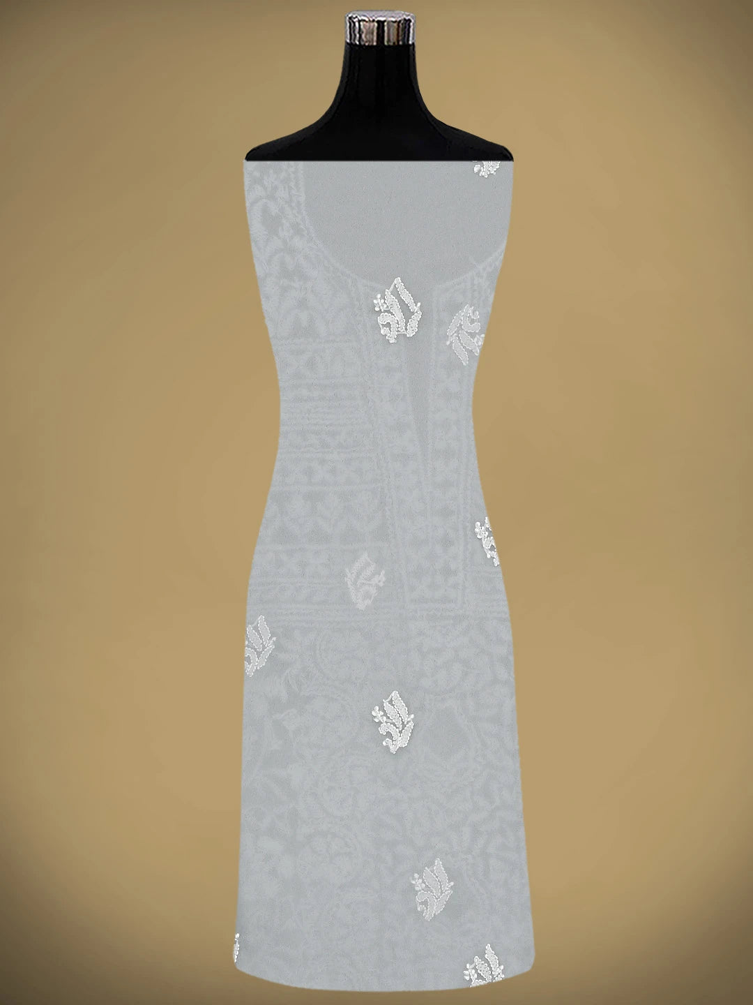 Ada Hand Embroidered Grey Georgette Lucknowi Chikankari Unstitched Suit Piece 01A823833