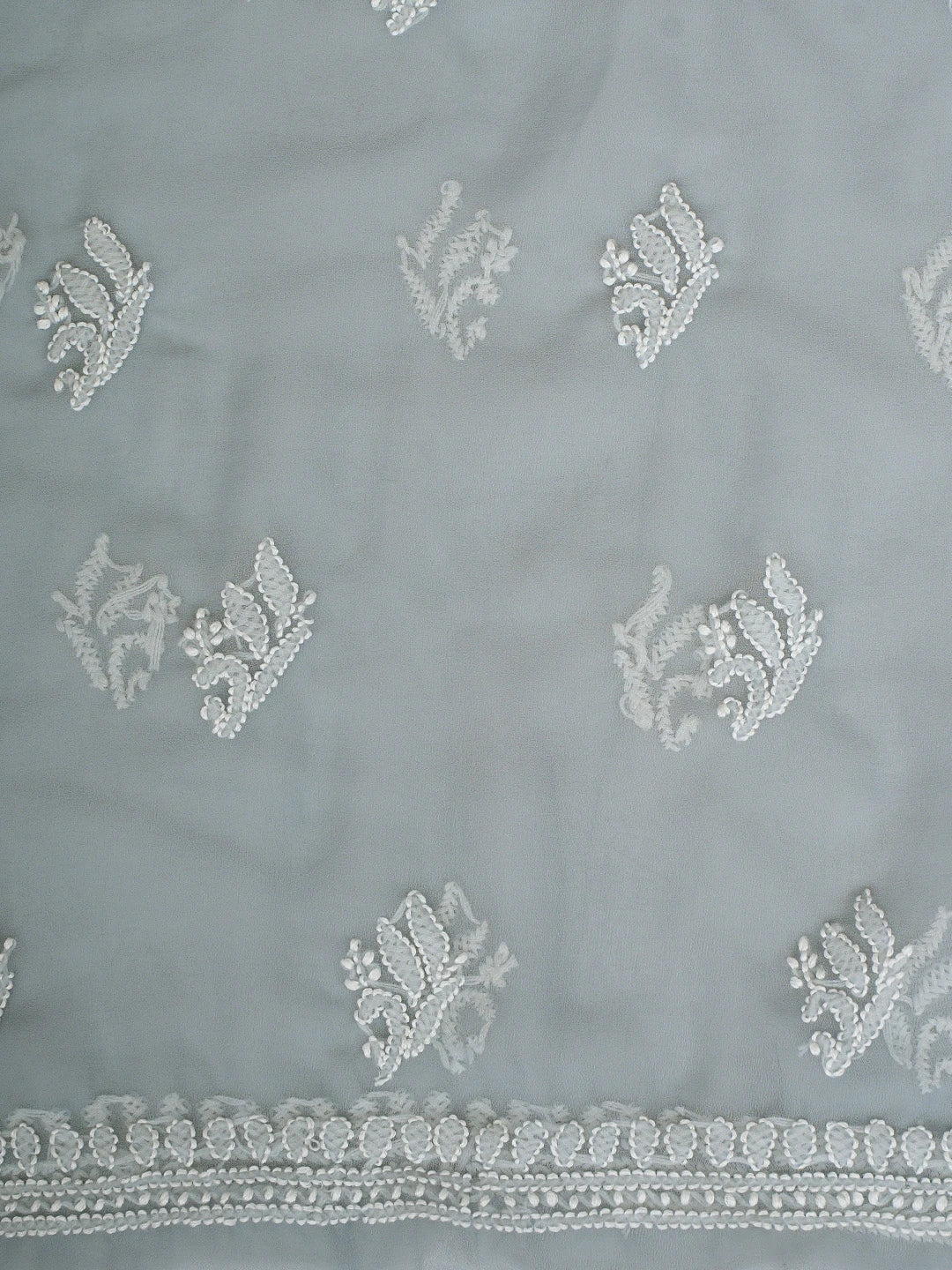 Ada Hand Embroidered Grey Georgette Lucknowi Chikankari Unstitched Suit Piece 01A823833