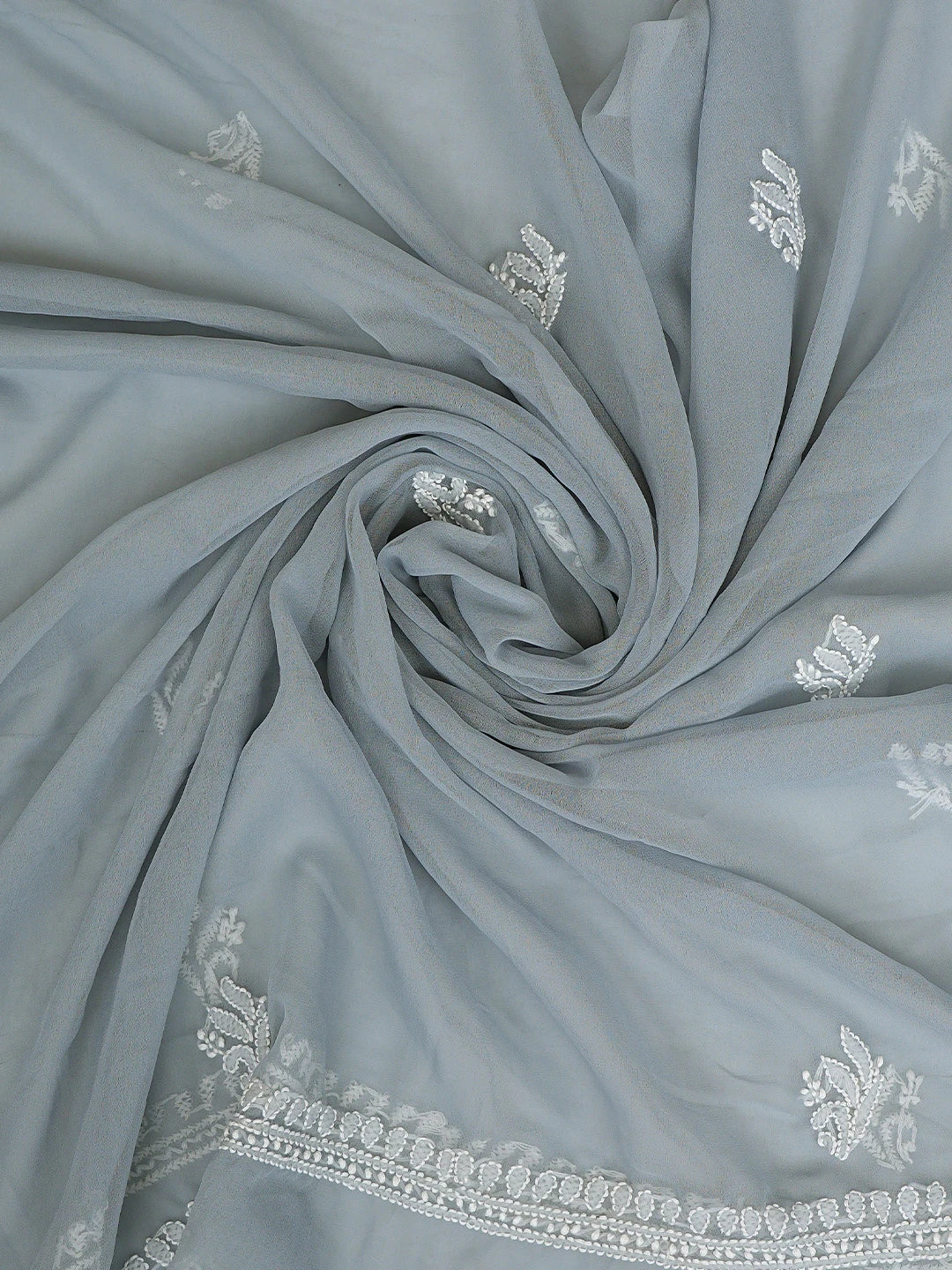 Ada Hand Embroidered Grey Georgette Lucknowi Chikankari Unstitched Suit Piece 01A823833