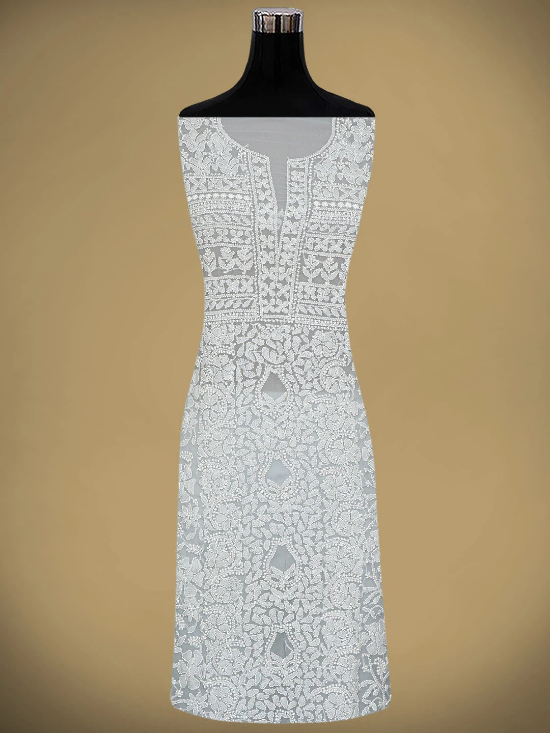 Ada Hand Embroidered Grey Georgette Lucknowi Chikankari Unstitched Suit Piece 01A823833