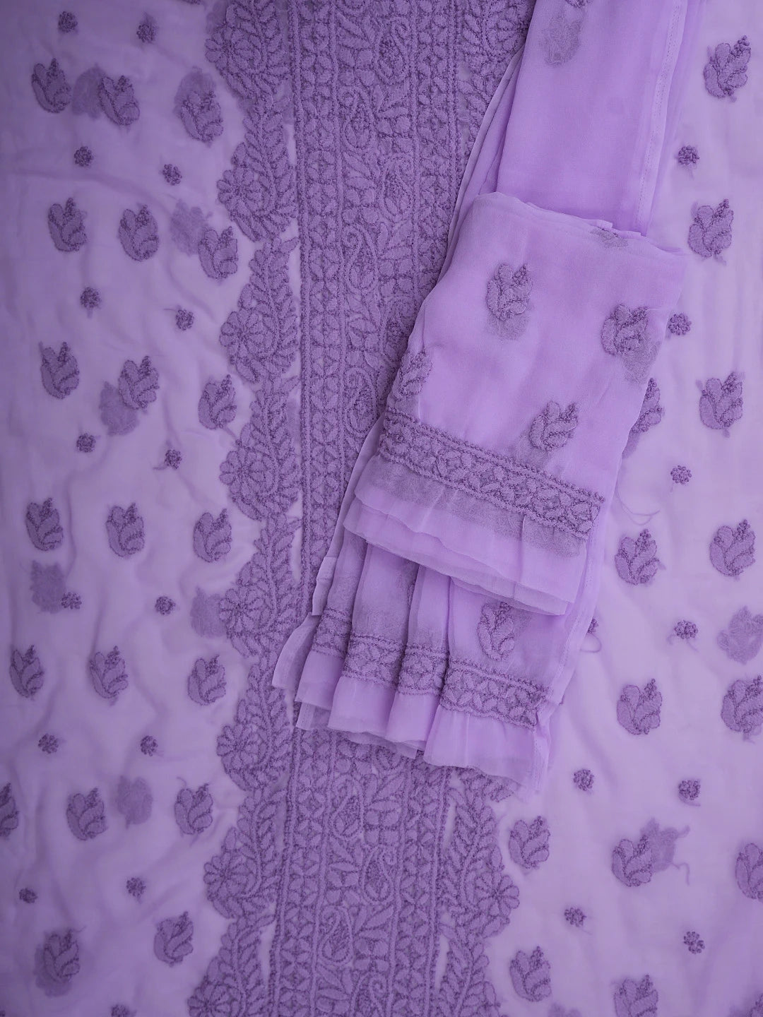 Ada Hand Embroidered Mauve Georgette Lucknowi Chikankari Unstitched Suit Piece 01A891080