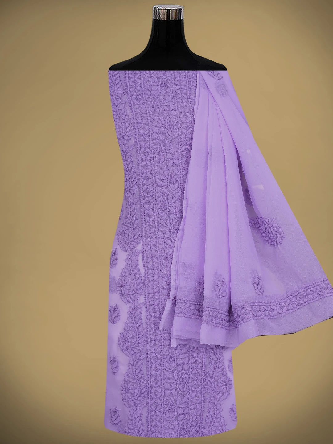 Ada Hand Embroidered Mauve Georgette Lucknowi Chikankari Unstitched Suit Piece 01A891080