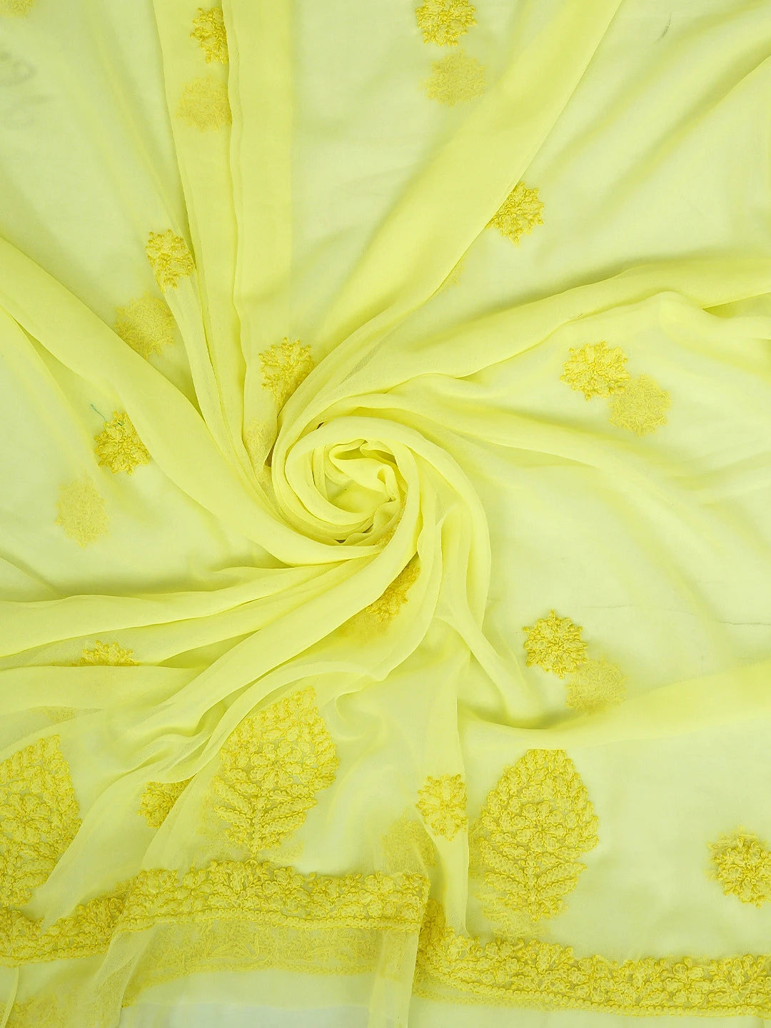 Ada Hand Embroidered Lemon Georgette Lucknowi Chikankari Unstitched Suit Piece 01A597810