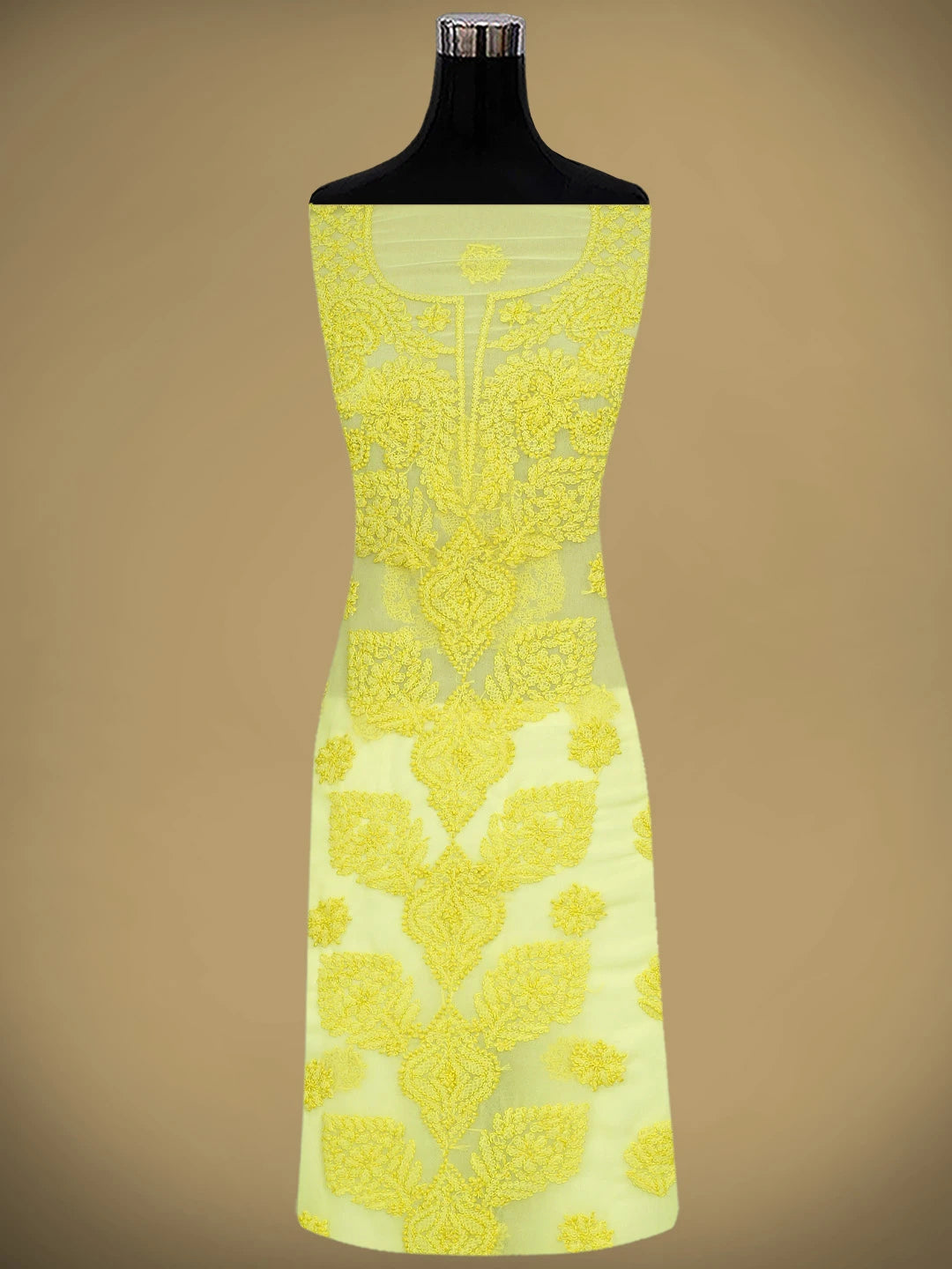 Ada Hand Embroidered Lemon Georgette Lucknowi Chikankari Unstitched Suit Piece 01A597810