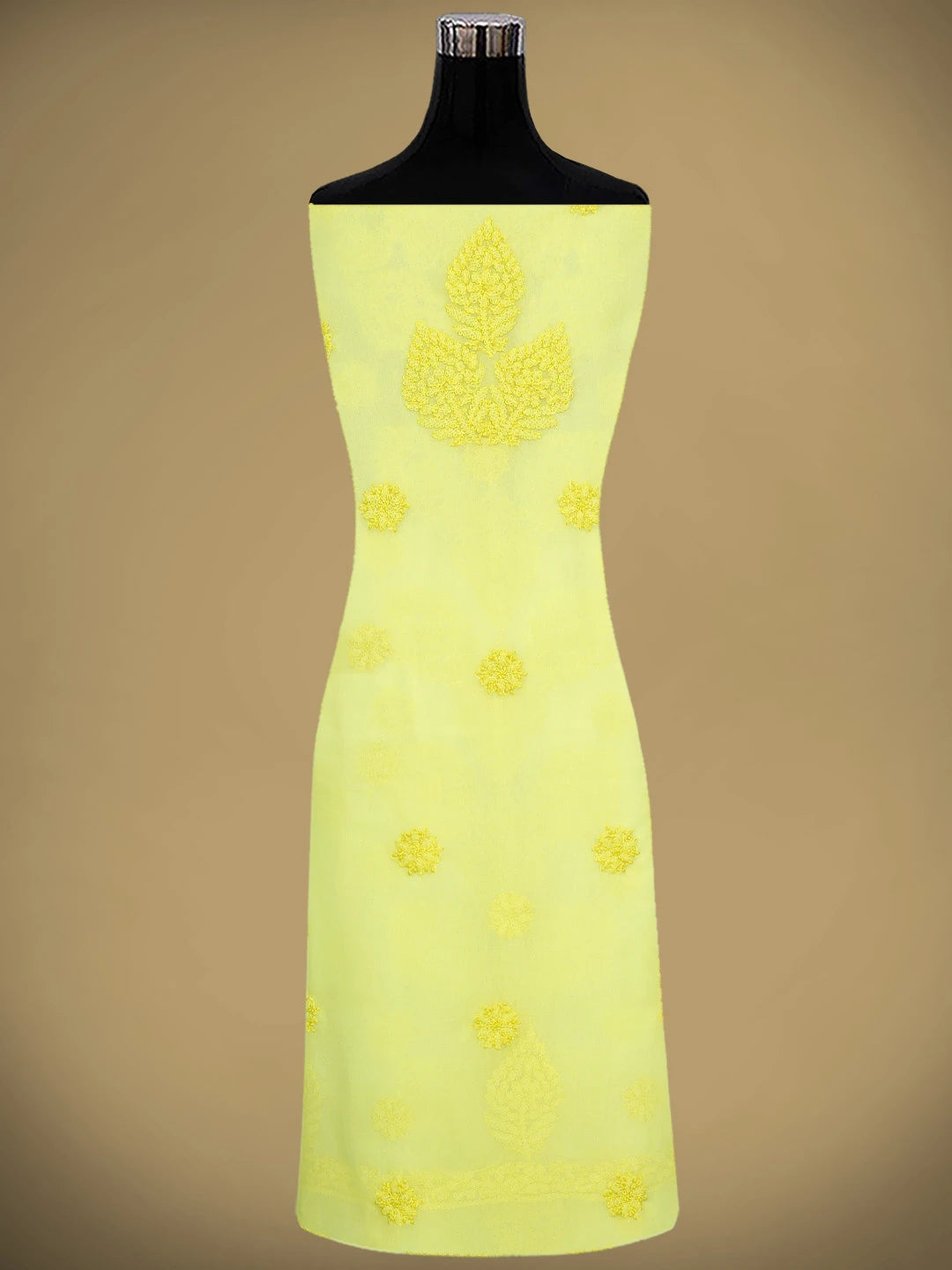 Ada Hand Embroidered Lemon Georgette Lucknowi Chikankari Unstitched Suit Piece 01A597810