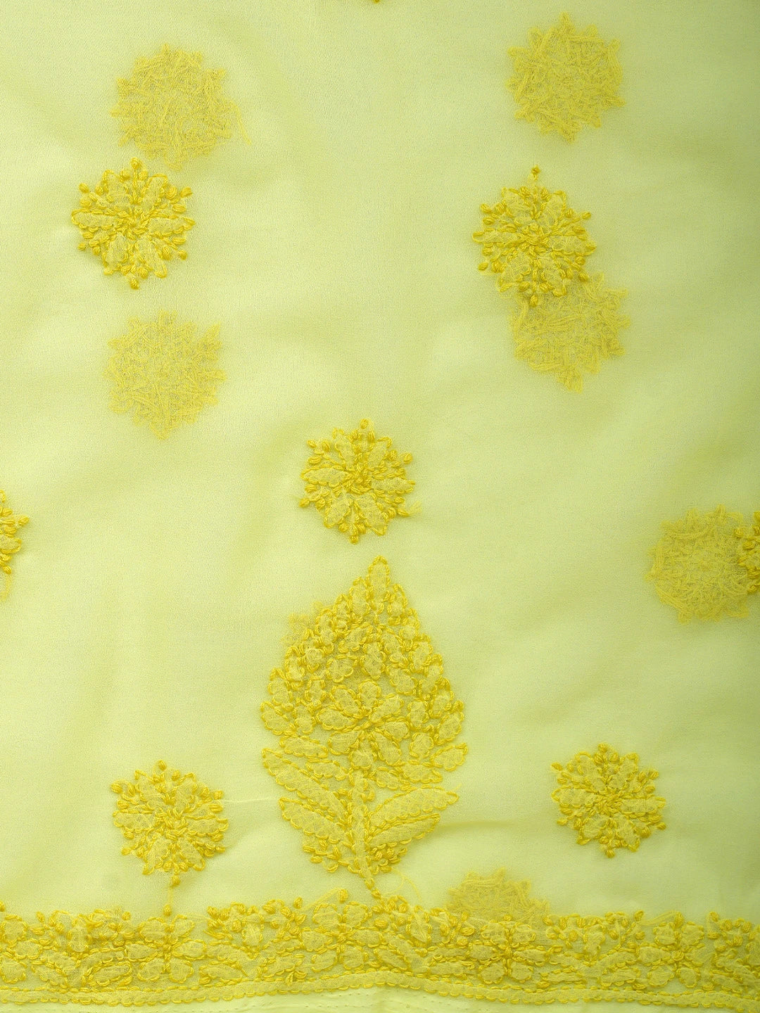 Ada Hand Embroidered Lemon Georgette Lucknowi Chikankari Unstitched Suit Piece 01A597810