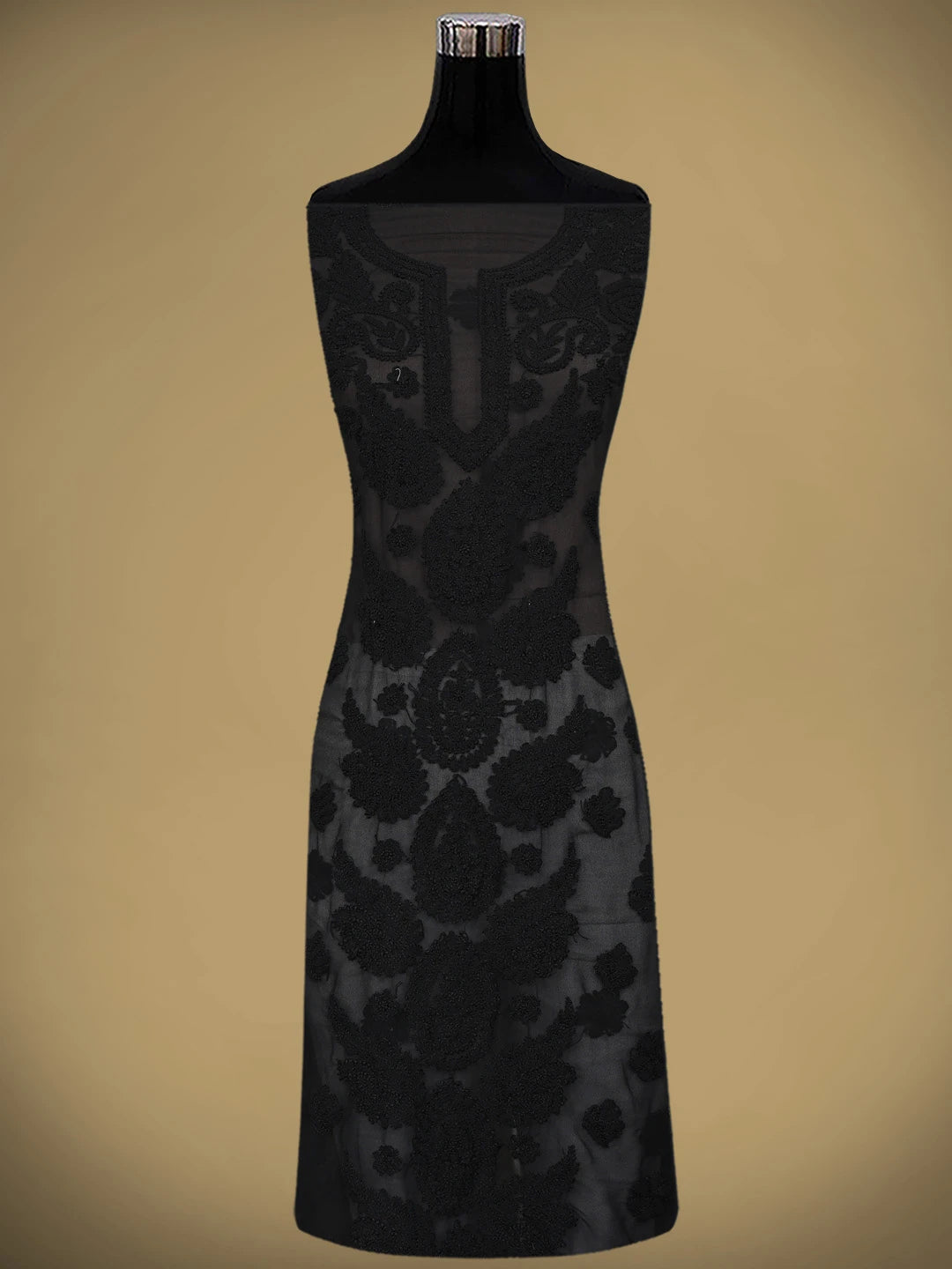 Ada Hand Embroidered Black Georgette Lucknowi Chikankari Unstitched Suit Piece 01A783429