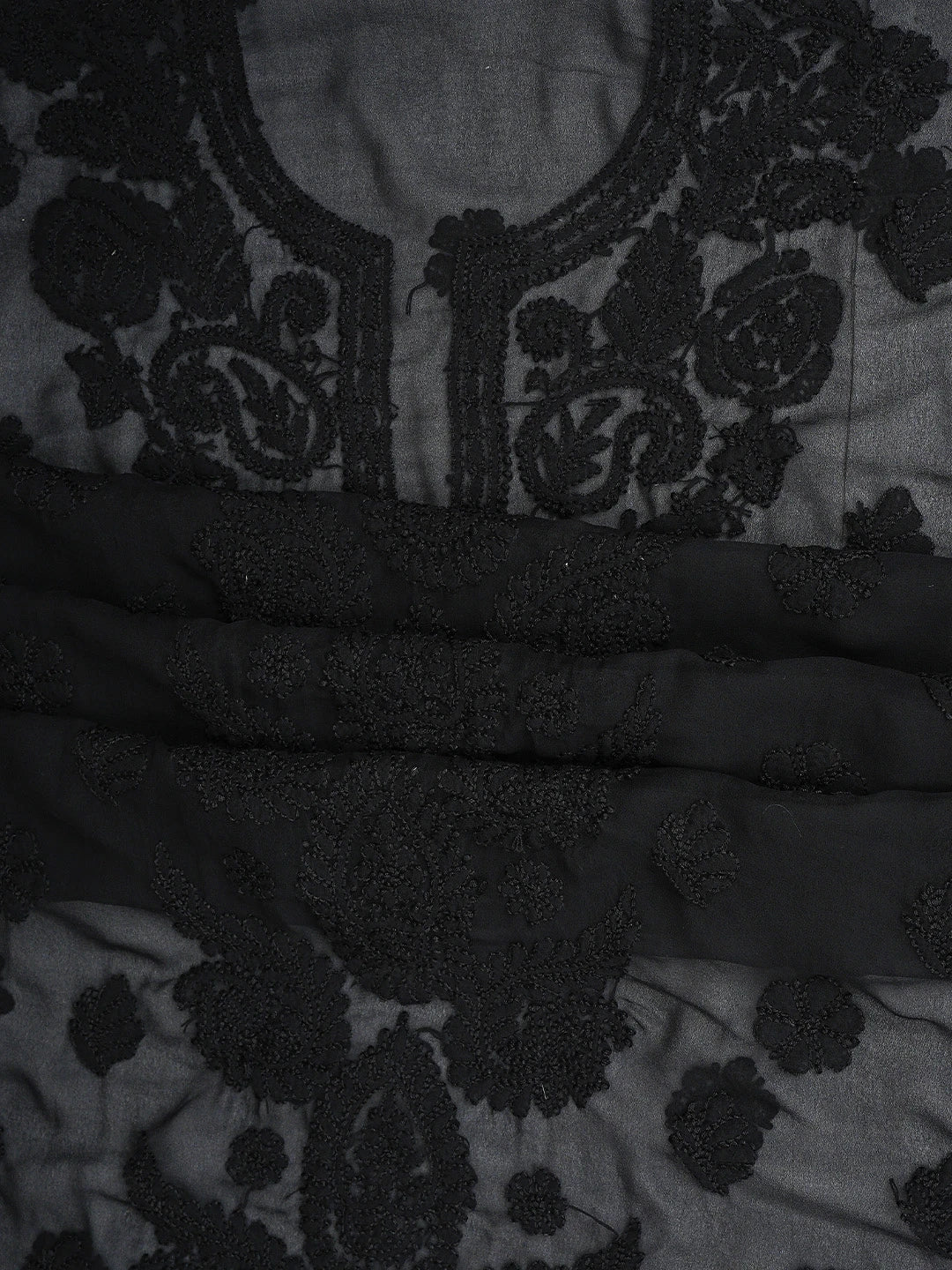 Ada Hand Embroidered Black Georgette Lucknowi Chikankari Unstitched Suit Piece 01A783429