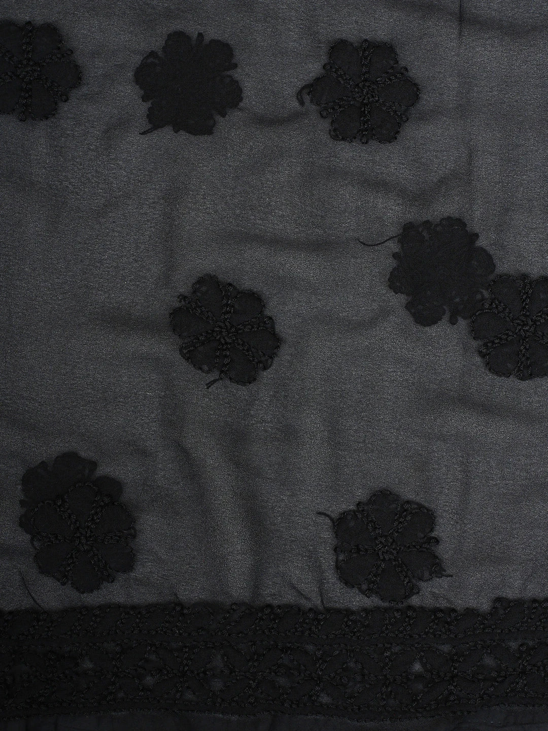 Ada Hand Embroidered Black Georgette Lucknowi Chikankari Unstitched Suit Piece 01A783429