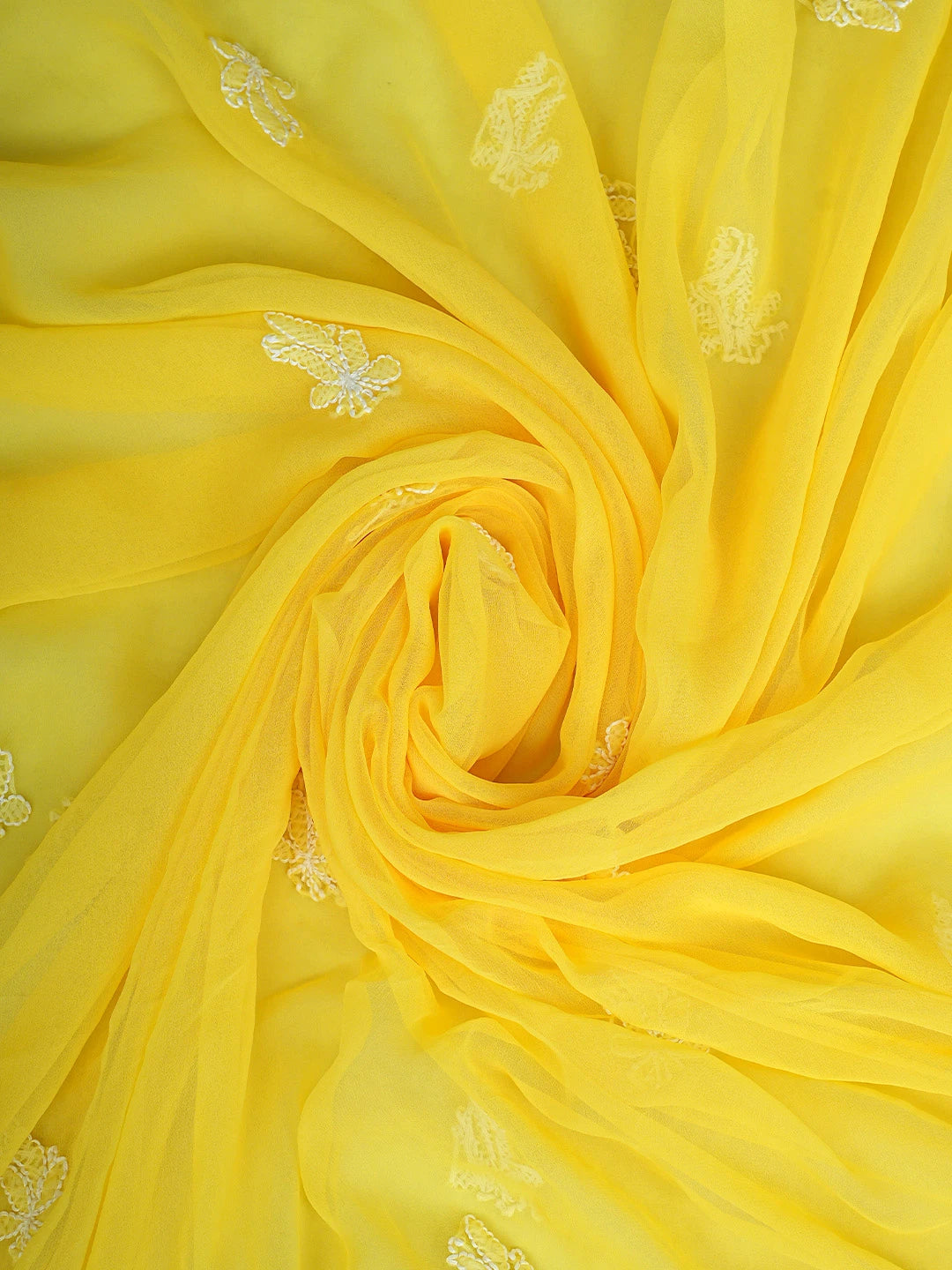 Ada Hand Embroidered Yellow Georgette Lucknowi Chikankari Unstitched Suit Piece 01A866975