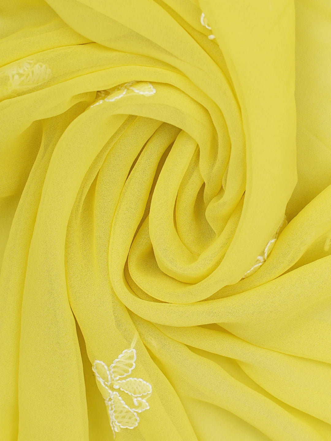 Ada Hand Embroidered Mustard Yellow Georgette Lucknowi Chikankari Unstitched Suit Piece 01A915215