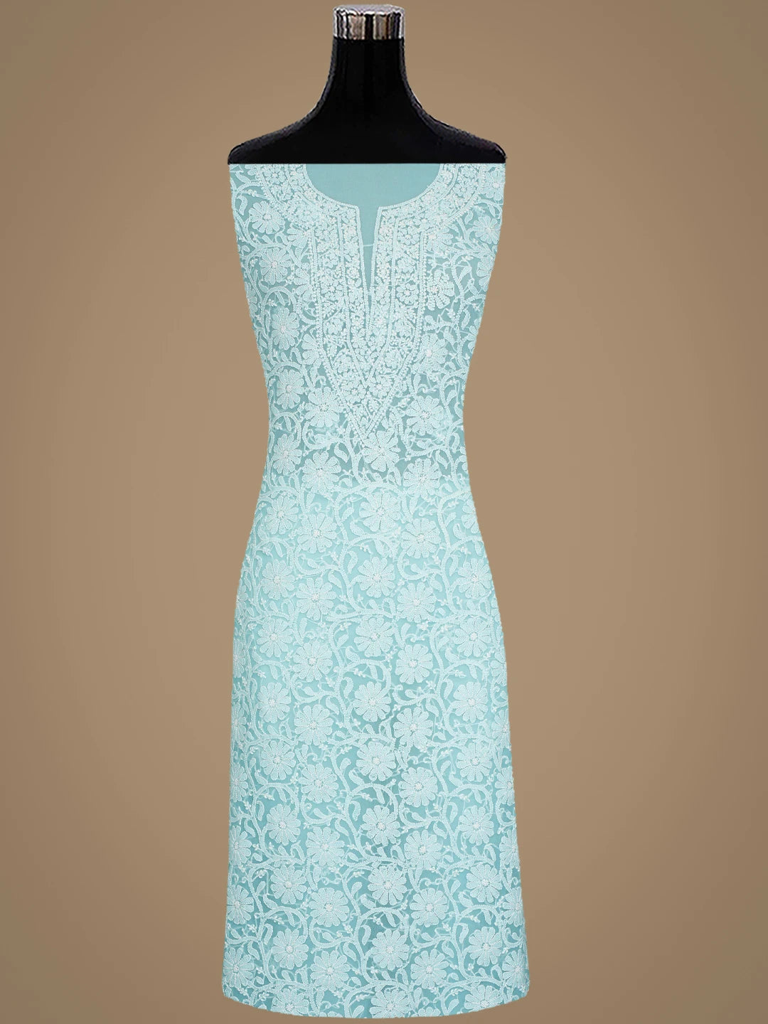 Ada Hand Embroidered Sea Green Georgette Lucknowi Chikankari Unstitched Suit Piece 01A859799