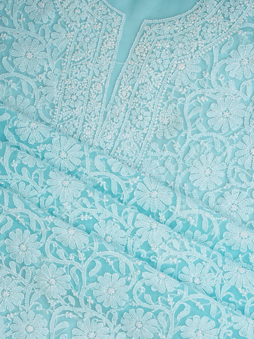 Ada Hand Embroidered Sea Green Georgette Lucknowi Chikankari Unstitched Suit Piece 01A859799