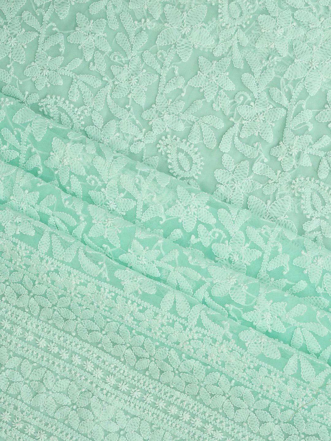 Ada Hand Embroidered Sea Green Georgette Lucknowi Chikankari Unstitched Suit Piece 01A911524