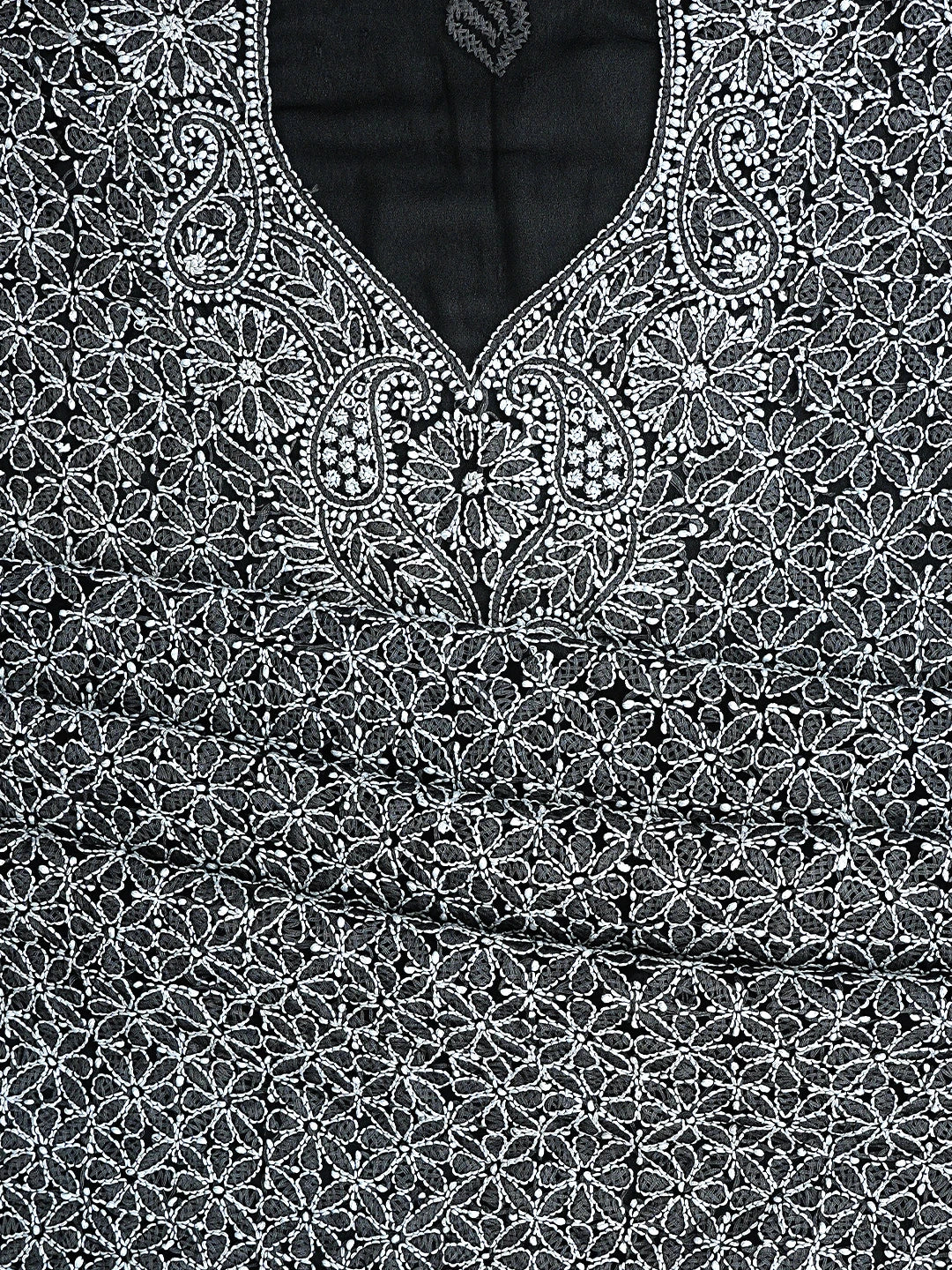 Ada Hand Embroidered Black Georgette Lucknowi Chikankari Unstitched Suit Piece 01A873543