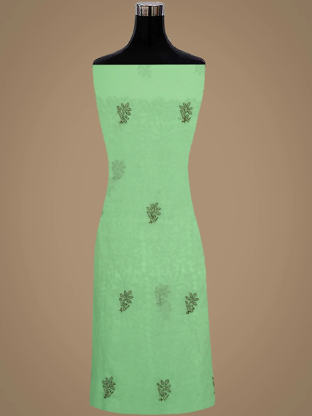 Ada Hand Embroidered Green Georgette Lucknowi Chikankari Unstitched Suit Piece 01A921626