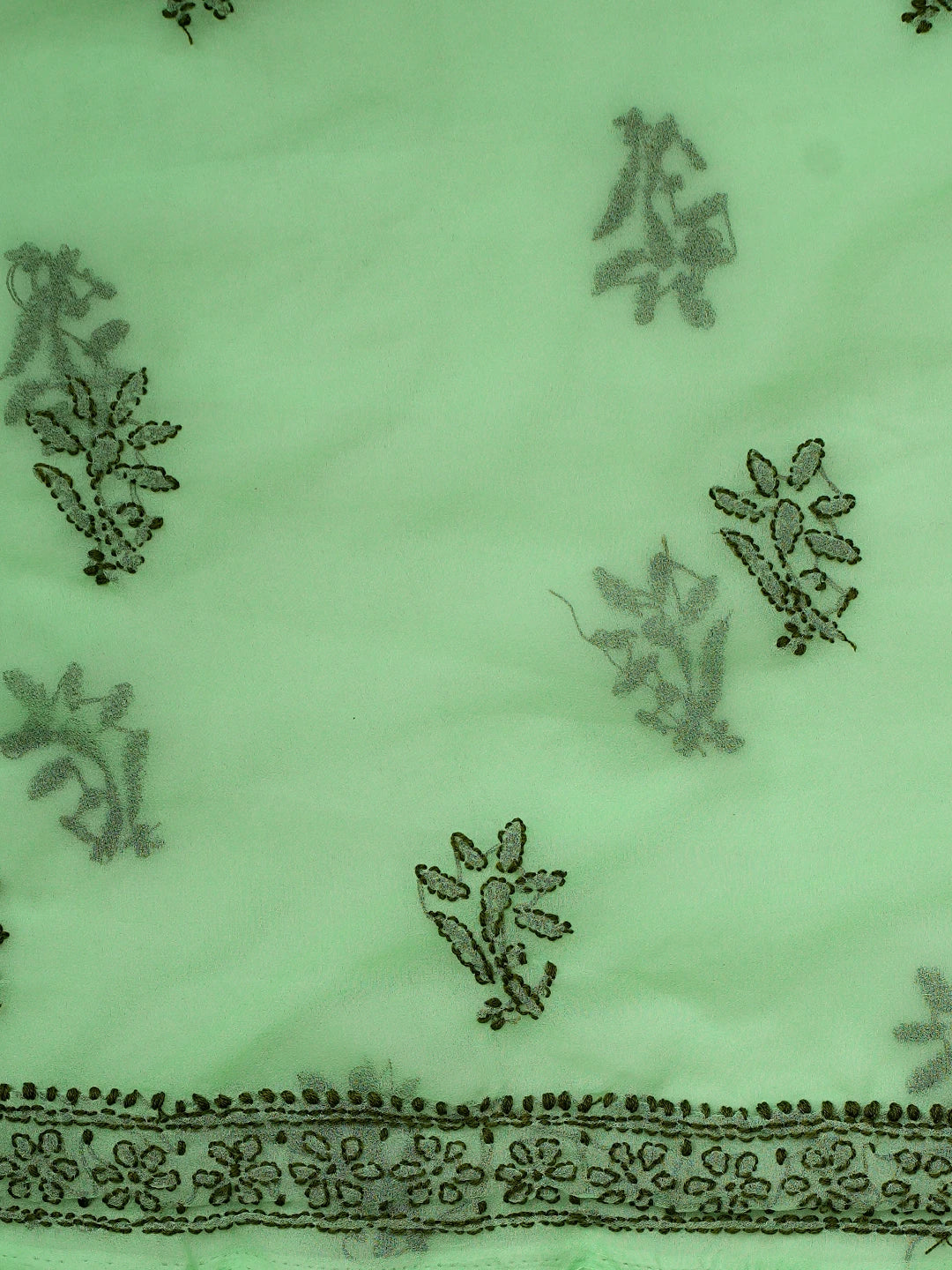 Ada Hand Embroidered Green Georgette Lucknowi Chikankari Unstitched Suit Piece 01A921626