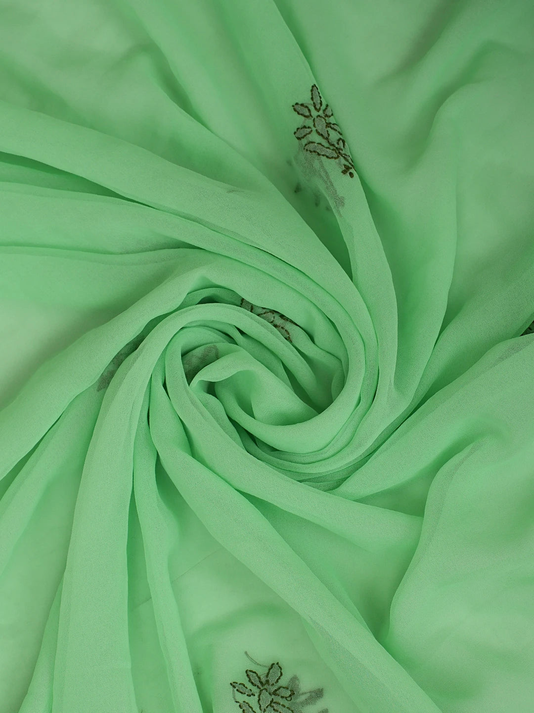 Ada Hand Embroidered Green Georgette Lucknowi Chikankari Unstitched Suit Piece 01A921626