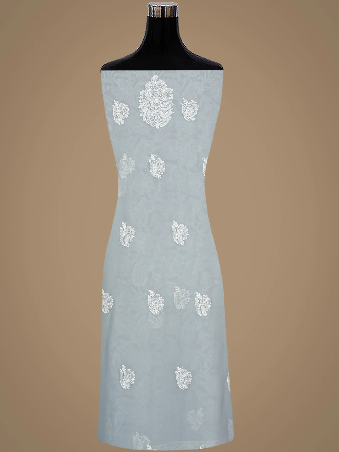 Ada Hand Embroidered Grey Georgette Lucknowi Chikankari Unstitched Suit Piece 01A905919