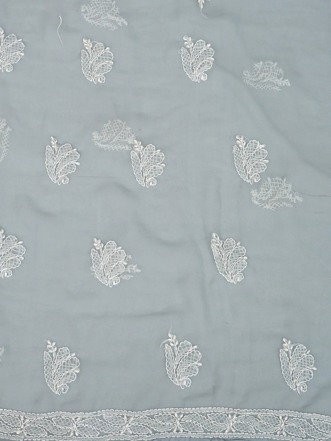 Ada Hand Embroidered Grey Georgette Lucknowi Chikankari Unstitched Suit Piece 01A905919