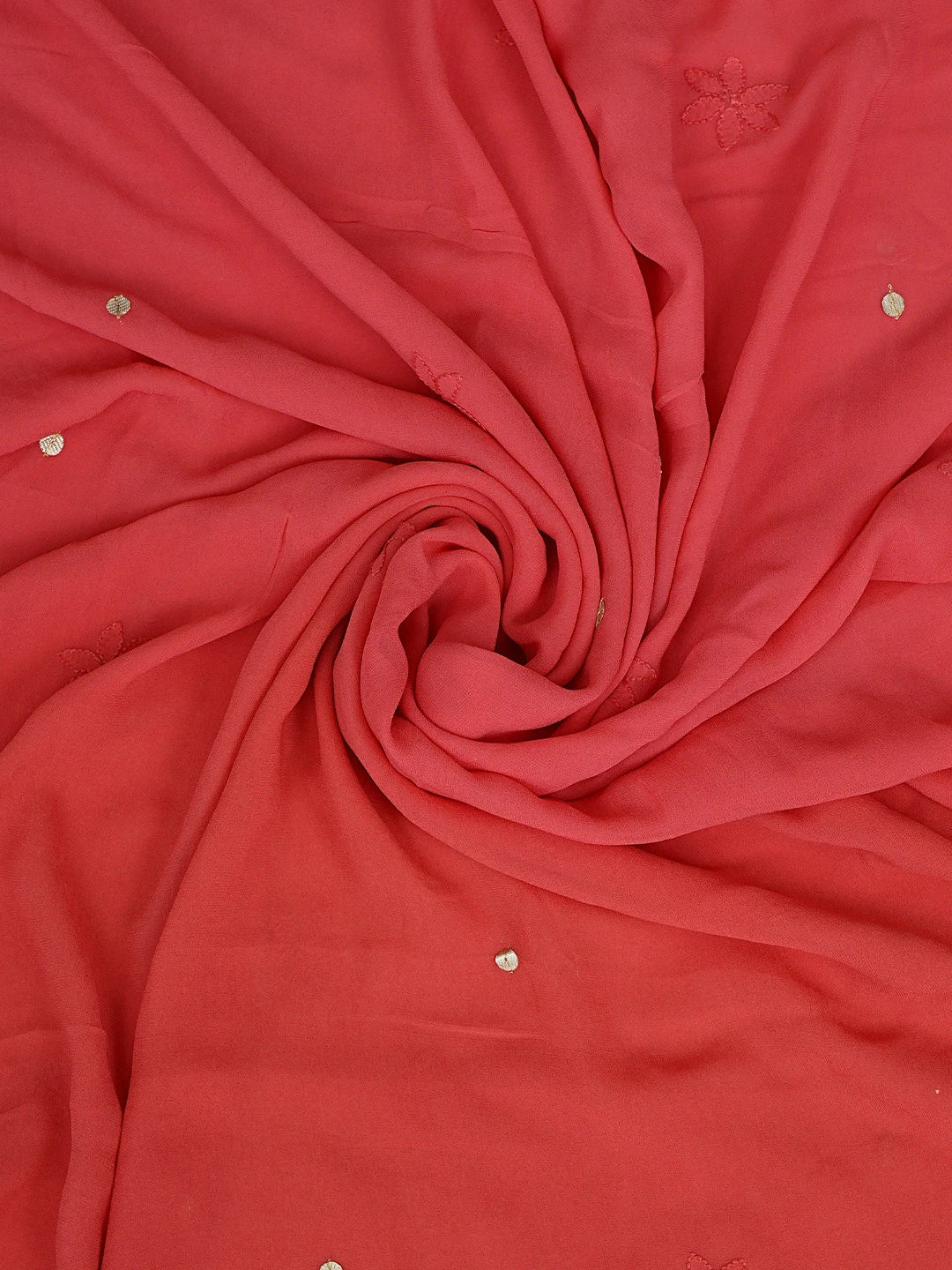 Ada Hand Embroidered Carrot Pink Viscose Georgette Lucknowi Chikankari Unstitched Kurta Dupatta Set With Gotapatti Work 01A751214