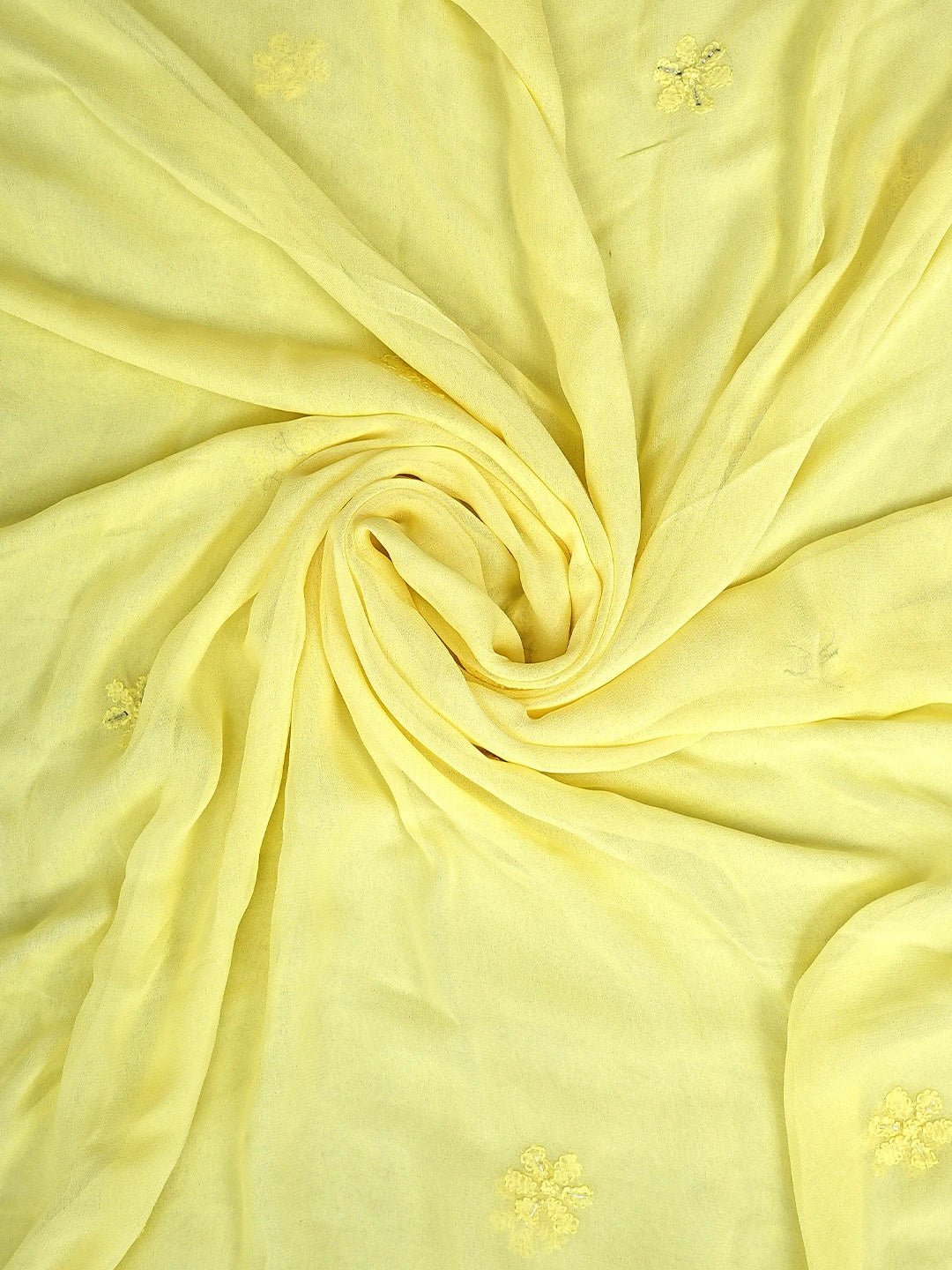 Ada Hand Embroidered Lemon Viscose Georgette Lucknowi Chikankari Unstitched Kurta Dupatta Set With Cutdana Work A619756