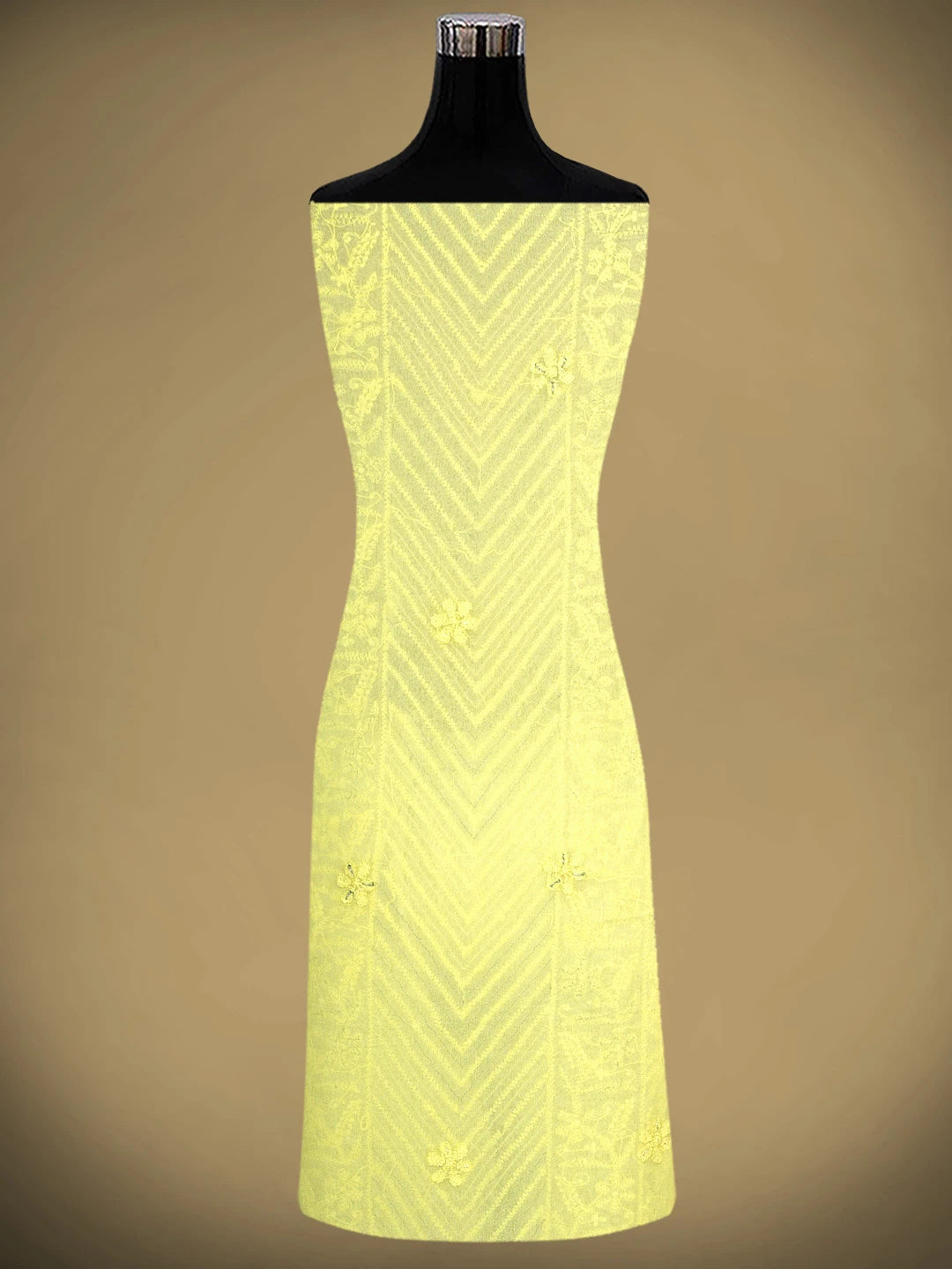 Ada Hand Embroidered Lemon Viscose Georgette Lucknowi Chikankari Unstitched Kurta Dupatta Set With Cutdana Work A619756