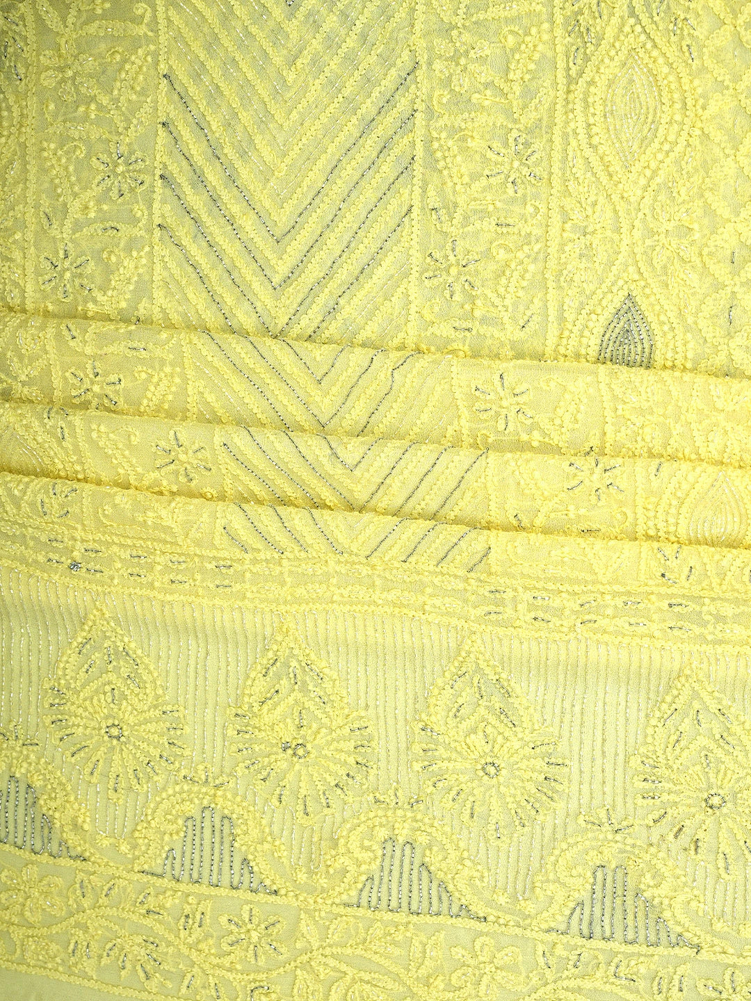 Ada Hand Embroidered Lemon Viscose Georgette Lucknowi Chikankari Unstitched Kurta Dupatta Set With Cutdana Work A619756