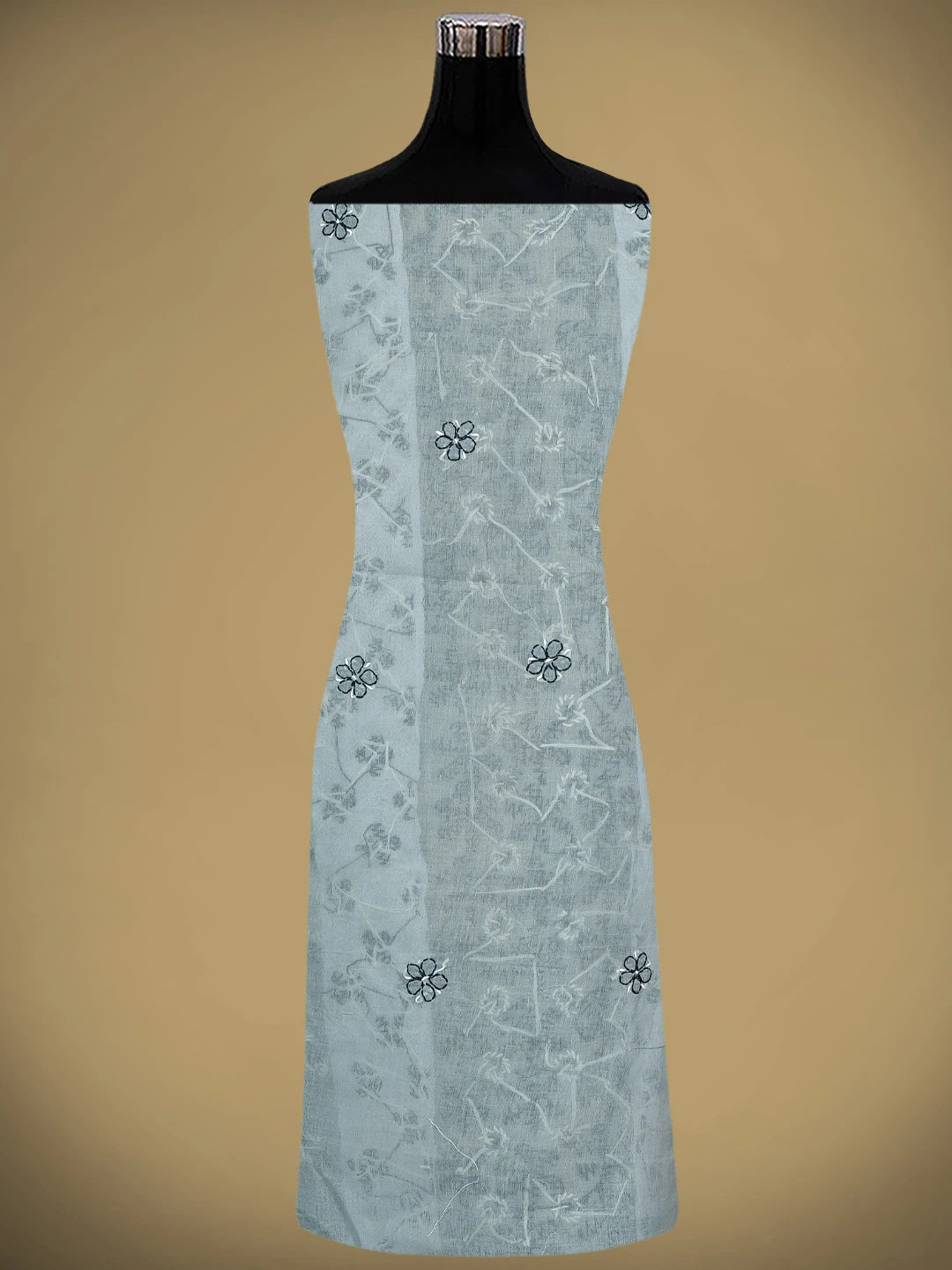 Ada Hand Embroidered Grey Cotton Lucknowi Chikankari Unstitched Suit Piece 01A883226