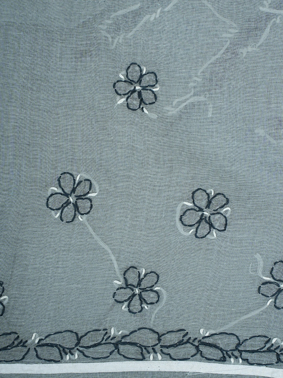 Ada Hand Embroidered Grey Cotton Lucknowi Chikankari Unstitched Suit Piece 01A883226