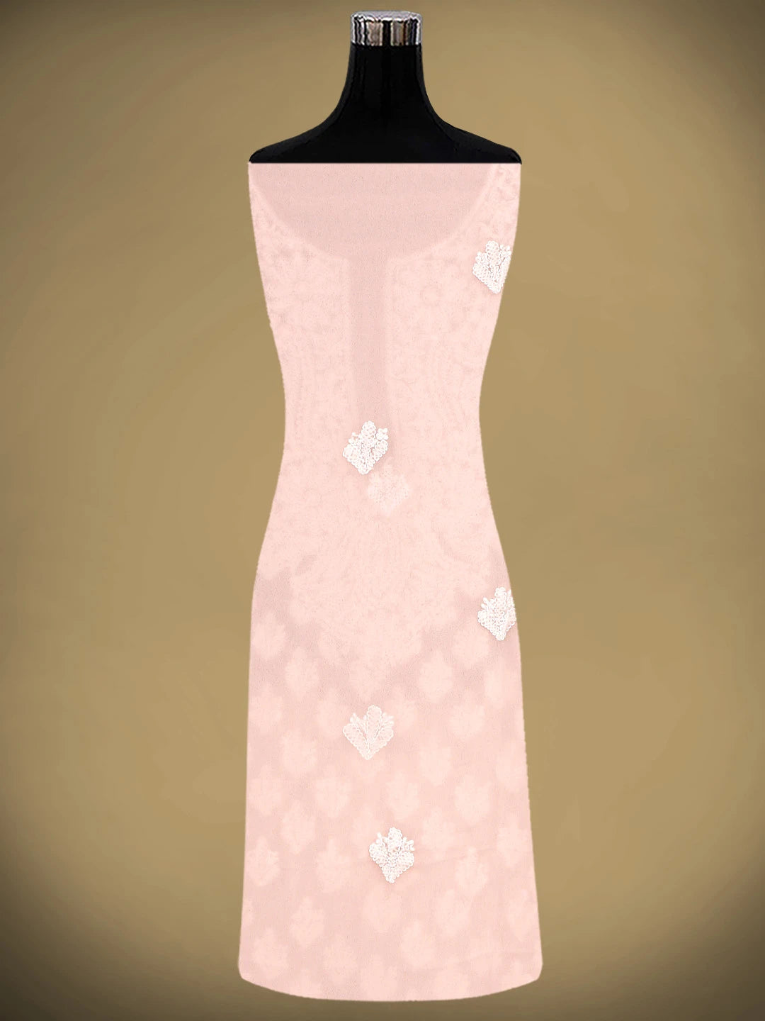 Ada Hand Embroidered Peach Georgette Lucknowi Chikankari Unstitched Suit Piece 01A917937