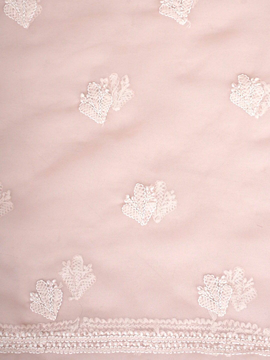 Ada Hand Embroidered Peach Georgette Lucknowi Chikankari Unstitched Suit Piece 01A917937