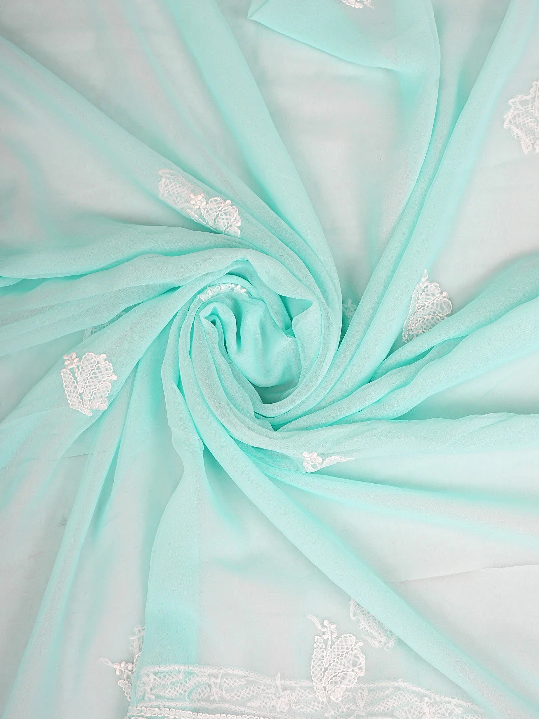 Ada Hand Embroidered Sea Green Georgette Lucknowi Chikankari Unstitched Suit Piece 01A805886