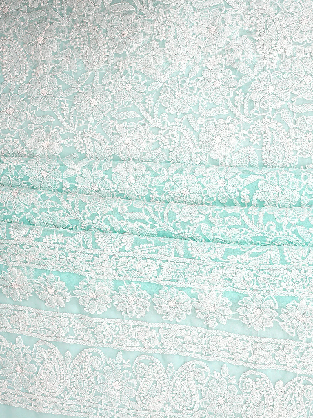 Ada Hand Embroidered Sea Green Georgette Lucknowi Chikankari Unstitched Suit Piece 01A805886