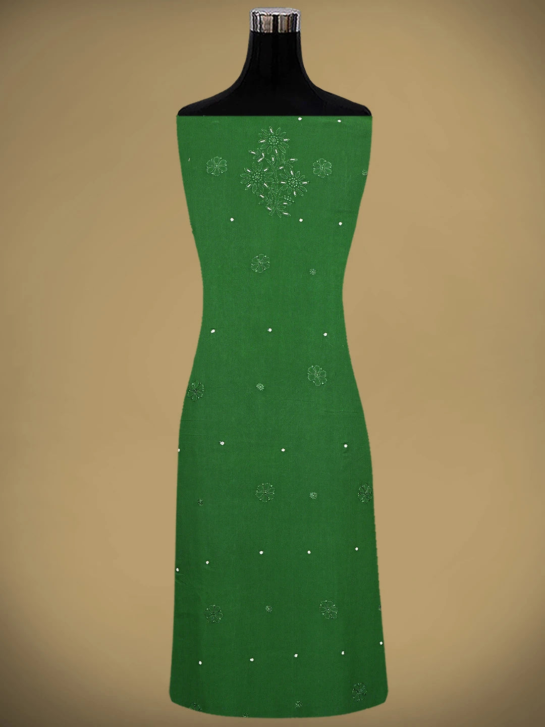Ada Hand Embroidered Hunter Green Viscose Georgette Lucknowi Chikankari Unstitched Kurta Dupatta Set With Cutdana Work 01A893655