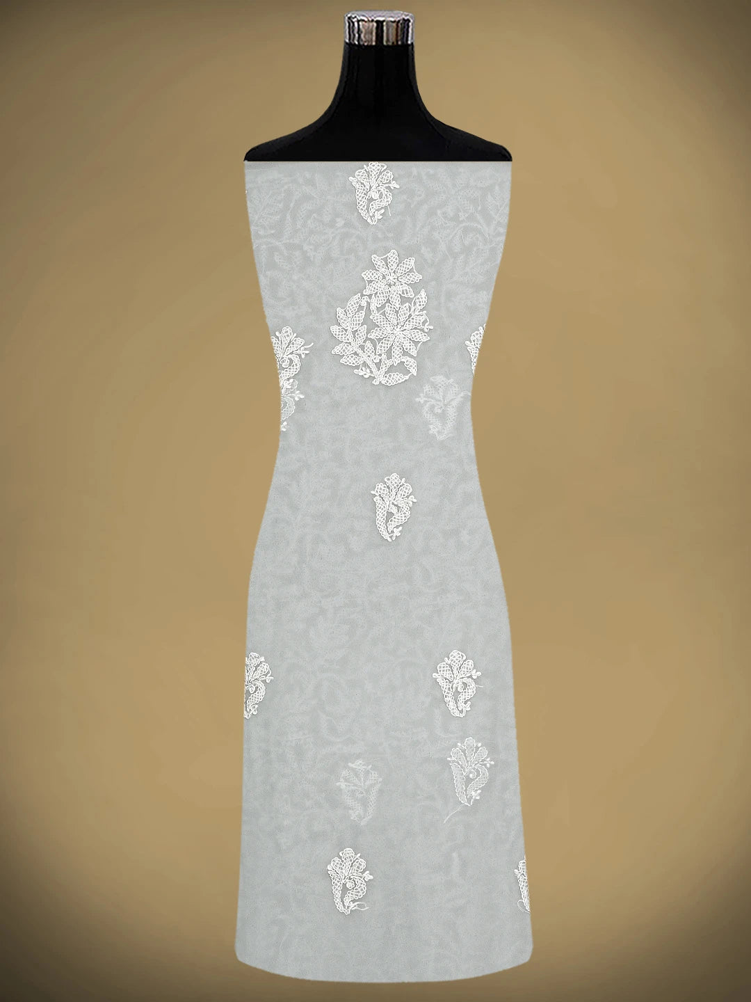 Ada Hand Embroidered Grey Georgette Lucknowi Chikankari Unstitched Suit Piece 01A905915