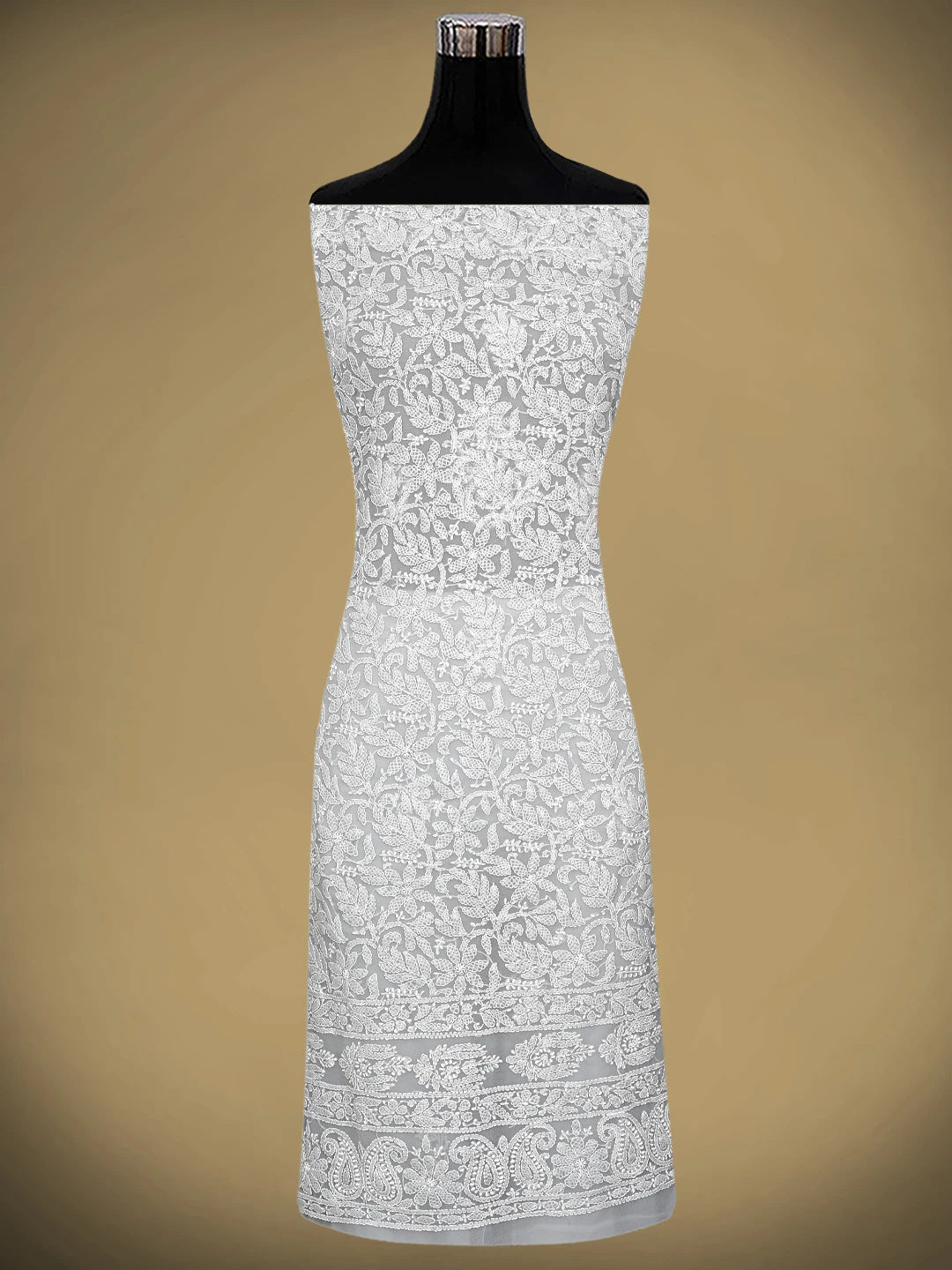 Ada Hand Embroidered Grey Georgette Lucknowi Chikankari Unstitched Suit Piece 01A905915
