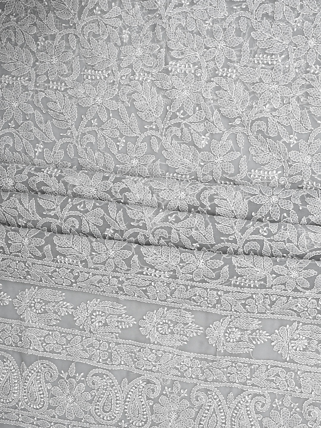 Ada Hand Embroidered Grey Georgette Lucknowi Chikankari Unstitched Suit Piece 01A905915