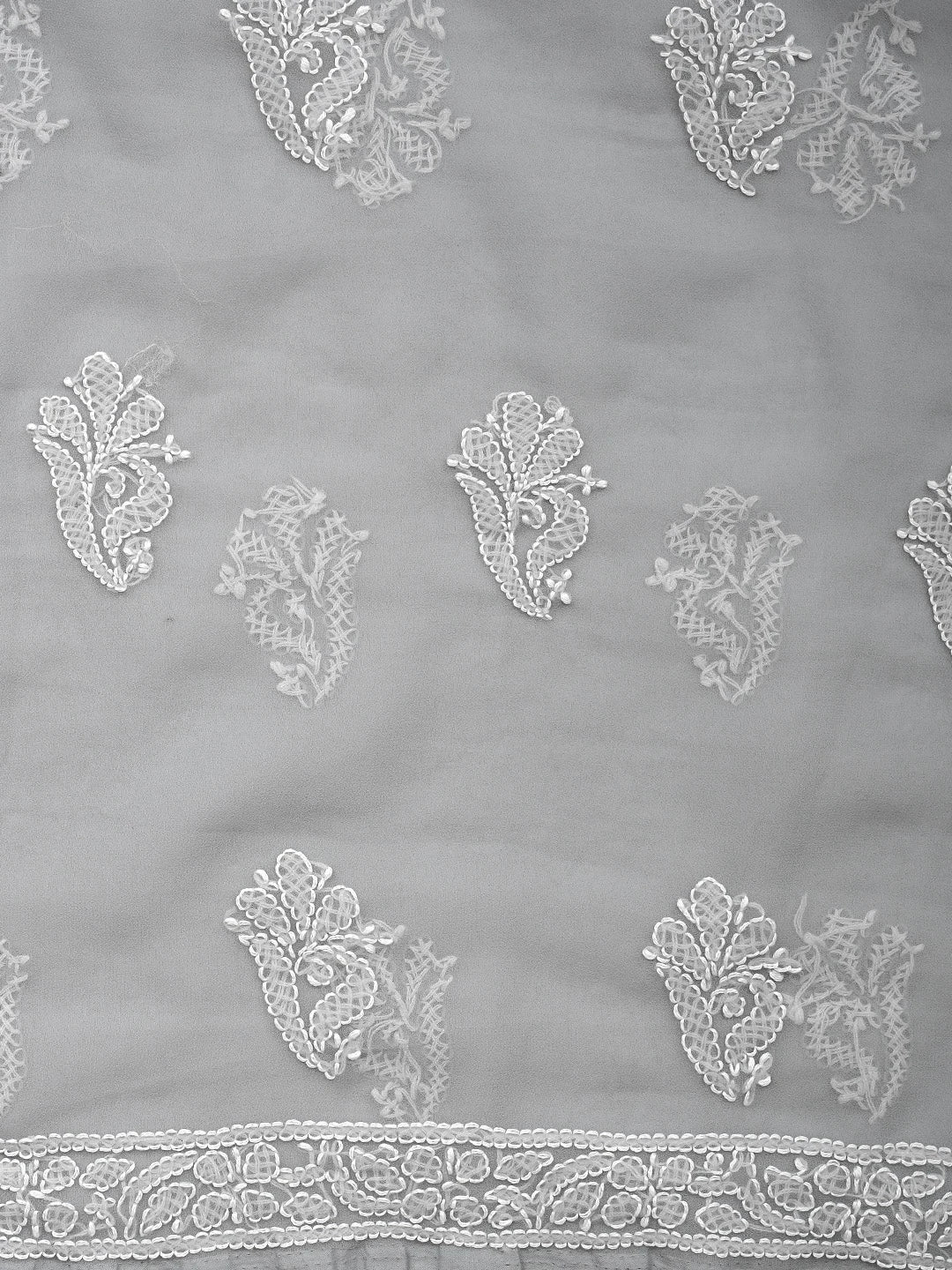 Ada Hand Embroidered Grey Georgette Lucknowi Chikankari Unstitched Suit Piece 01A905915