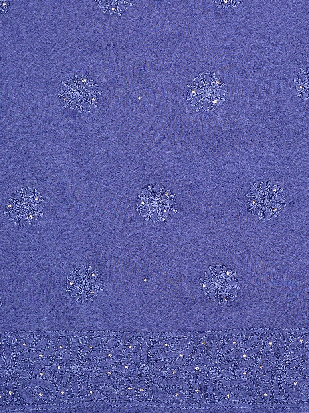 Ada Hand Embroidered Dusk Blue Viscose Georgette Lucknowi Chikankari Unstitched Kurta Dupatta Set With Muqaish Work 01A893354