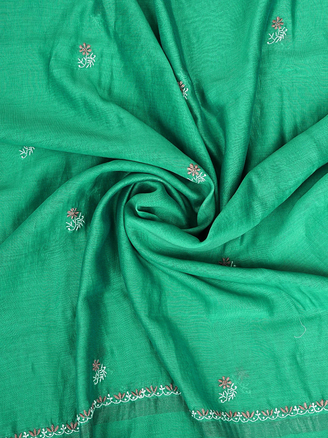 Ada Hand Embroidered Rama Green Chanderi Lucknowi Chikankari Kurta Dupatta Set 01A907754