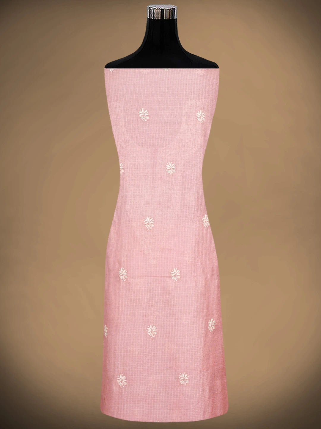 Ada Hand Embroidered Cotton Blush Pink Silk Lucknowi Chikankari Unstitched Kurta Dupatta Set 01A918312