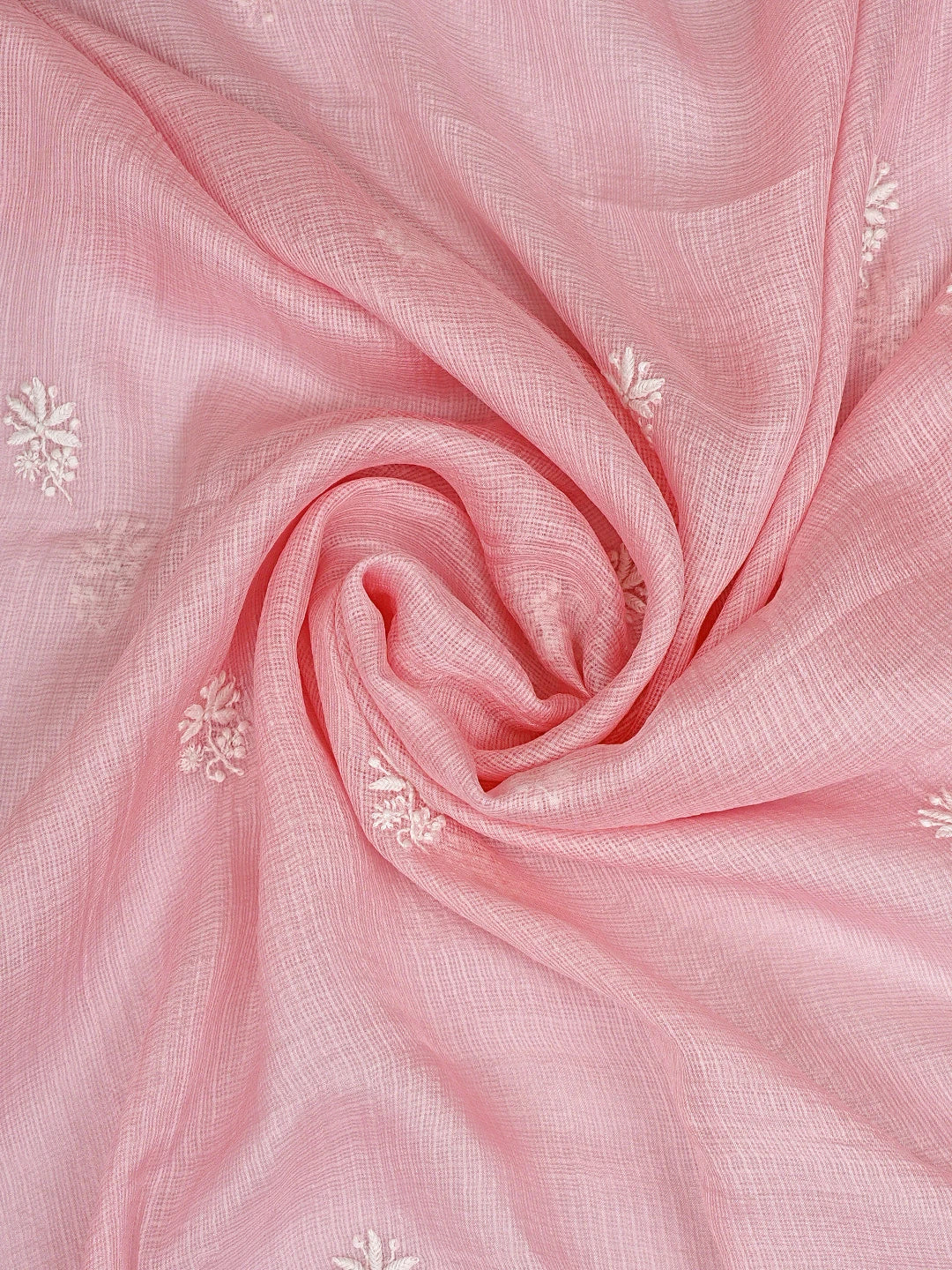 Ada Hand Embroidered Cotton Blush Pink Silk Lucknowi Chikankari Unstitched Kurta Dupatta Set 01A918312