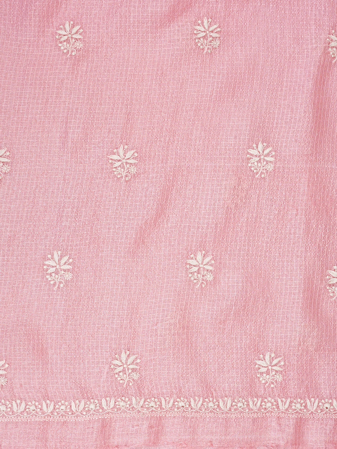 Ada Hand Embroidered Cotton Blush Pink Silk Lucknowi Chikankari Unstitched Kurta Dupatta Set 01A918312